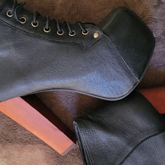 Jeffrey Campbell Shoes Havana Last High Heel Leather Dark Academia / Sz 6.5/ Blk - Picture 11 of 17